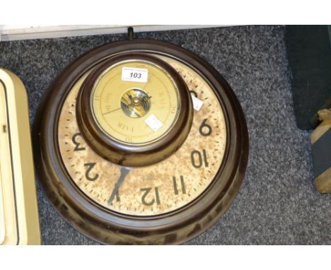A Smith Setric brown bakelite circular wall clock ; a similar barometer