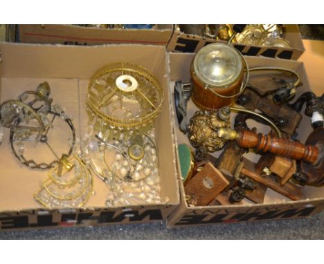 Lighting - wooden side lights, lustre side lights;  etc 