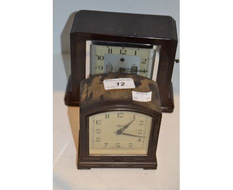 A Smiths Scentric radio/mantel clock; a similar clock (2)