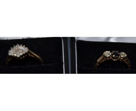 A 9ct gold diamond ring; another similar (2)