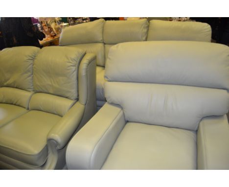 A Contemporary leather three seater sofa, another two seater, etc (3)