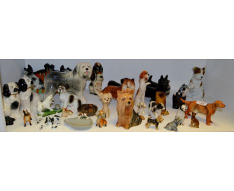 Dog Models - a Sylvac Yorkshire terrier;  Wade dog in a basket;  Wade ashtray;  etc 