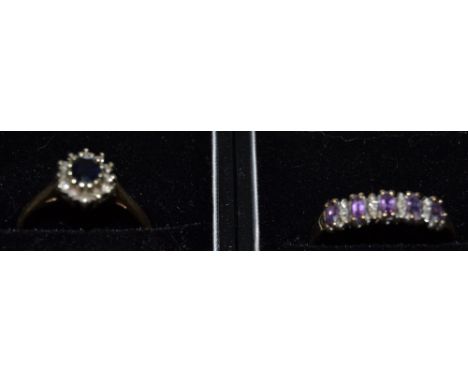 A 9ct gold diamond ring; another similar (2)