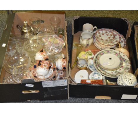 Ceramics and Glass - a vaseline epergne trumpet , Wedgwood Clementine pattern trinket dish; etc 