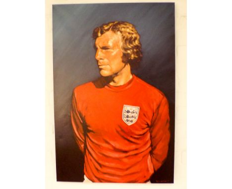 William Rochfort, an original unframed oil painting portrait of Bobby Moore commissioned from the artist by the Bobby Moore F