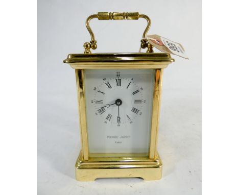 Pierre Jacot French brass carriage clock with key 11cms tall without handle 