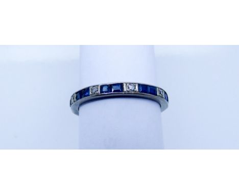 Full Sapphire and diamond eternity ring, ring size M  No obvious sign of damage or repair, stones appear to be intact, minor 