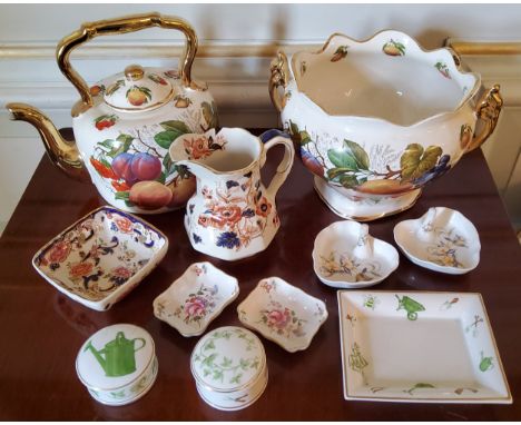 Decorative ceramics including a pair of Royal Crown Derby Derby Posies pin dishes; a pair of Aynsley Just Orchids pattern rin