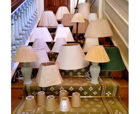 Lighting - various lampshades and three table lamps 