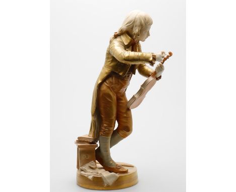 
	
		A Royal Worcester porcelain figure The Violinist or "The young Mozart", shape number 1487 possibly modelled by Thomas Br