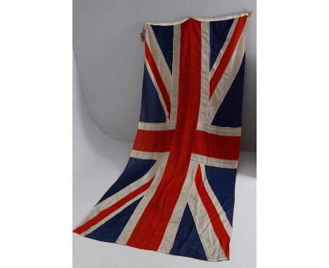 
	
		A vintage long Union Flag - or Union Jack, machine stitched wool, marked 7 9", approximately 124 by 266cms; together wit