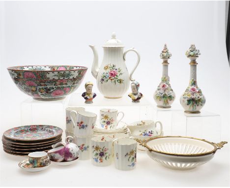 
	
		Assortment of ceramics, including a Royal Worcester "Roanoke" pattern coffee set, assorted miniature Dresden cups and sa