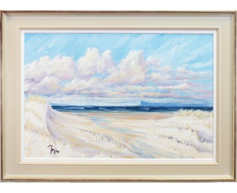 * TOM BARRON, SUMMER LIGHT, ARISAIG oil on canvas, signed 61cm x 92cm Framed