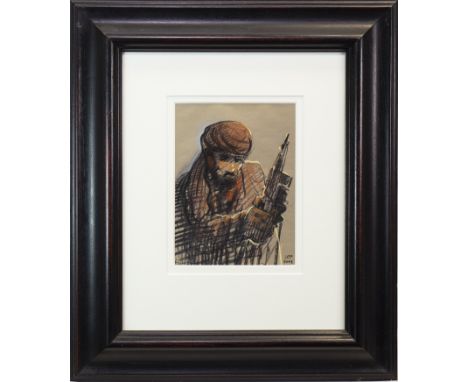 * PETER HOWSON OBE (SCOTTISH b 1958), AFGHANISTAN VII pastel on paper, signed and dated Sept 2001 29cm x 22cm Mounted, framed