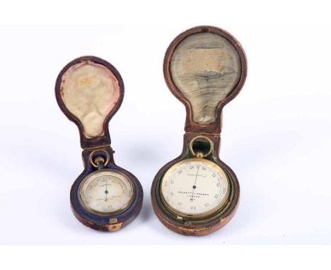 EARLY TWENTIETH CENTURY POCKET BAROMETER BY NEGRETTI &amp; ZAMBRA London, numbered 9355, the silvered dial with Arabic numera