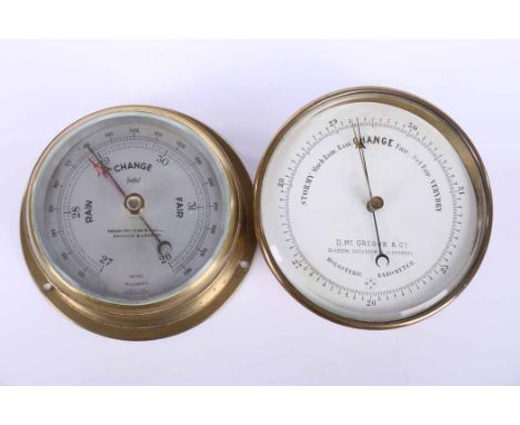 BRASS BULKHEAD HOLOSTERIC BAROMETER
by D. McGregor & Co., Glasgow, Greenock & Liverpool, the signed white dial with Arabic nu