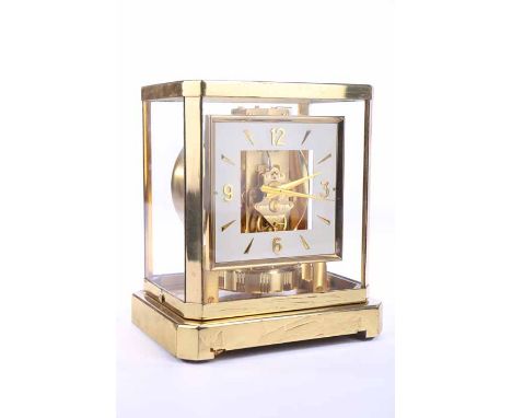JAEGER-LECOUTRE GILT BRASS SWISS ATMOS CLOCK
circa 1960s, signed Atmos calibre 526-6 movement numbered 111721, the square dia