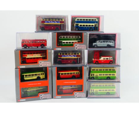 Corgi Original Omnibus - 12 x boxed bus models in 1:76 scale including limited editions Leyland PD3 Queen Mary in Southdown l