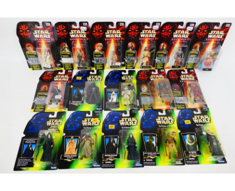 Star Wars - Kenner Hasbro - A carded collection of 16 Star Wars 'Power of the Forces' &amp; 'Episode 1' 3.73" action figures.