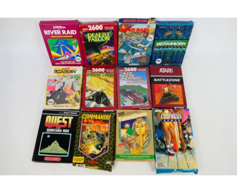 Atari - A collection of 12 boxed Atari video games. Lot includes 'Radar Lock'; 'Battlezone'; 'Desert Falcon' and similar. Ite