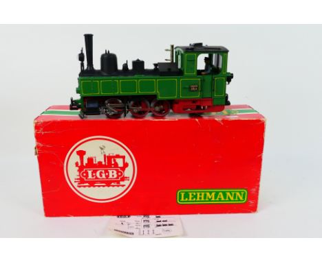 LGB - Lehmann -  A boxed G gauge 0-6-2 locomotive number 298.14 with lights in green livery. # 2071D. The model shows some si