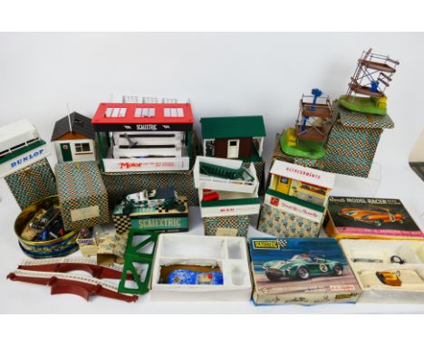 Scalextric - Tri Ang. A selection of Thirteen boxed items including a vehicle, 2 model kits and accessories plus loose parts 