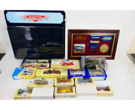 Matchbox - Corgi - Solido - Lledo - A Matchbox Models of Yesteryear framed cabinet of a Leyland Titan Bus 'Swan Pens' with a 