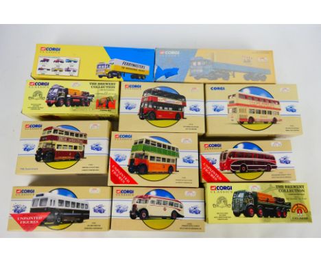 Corgi - 11 boxed diecast from various Corgi ranges. Lot includes #09801 ERF Delivery Truck 'John Smith's'; #21301 AEC Artic '