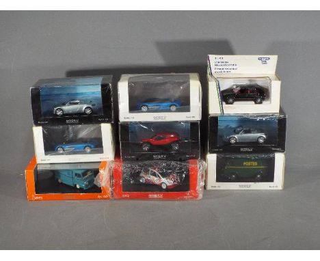 Norev, Schabak - A collection of nine boxed 1:43 scale diecast model vehicles. Lot includes Schabak VW Golf ; Norev Renault E