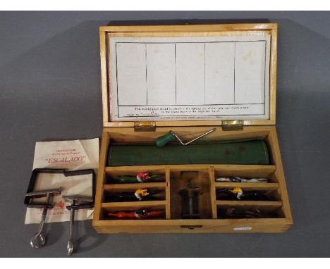 Chad Valley - A boxed Chad valley Escalado game - presented in a wooden box, complete with mat, horses, clamps and instructio