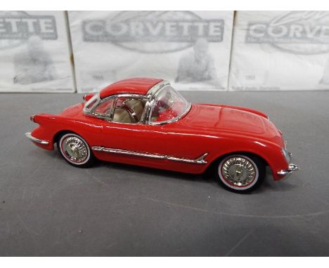 Nine 1:32 scale diecast 1955 Corvette models from the Zora Arkus-Duntov Authorised Corvette Collection, all models are contai