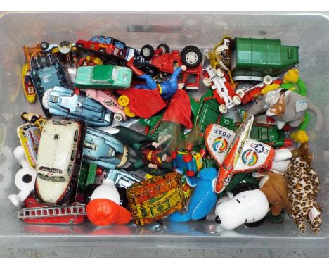 Dinky, Matchbox, Britains, Mikuni and Others -  A quantity of unboxed diecast vehicles in various scales together with a smal