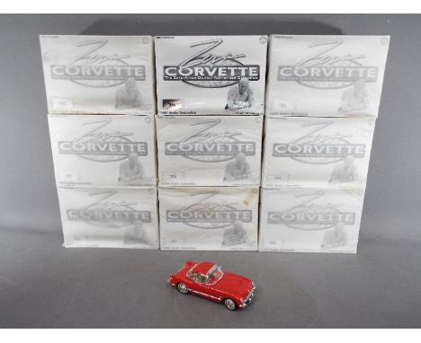 Nine 1:32 scale diecast 1955 Corvette models from the Zora Arkus-Duntov Authorised Corvette Collection, all models are contai