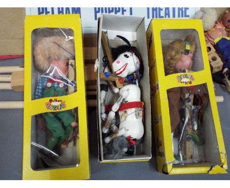 Pelham - A boxed Lightweight Puppet Puppet Theatre in Playworn condition in a Fair box, together with 3 boxed and 2 unboxed P