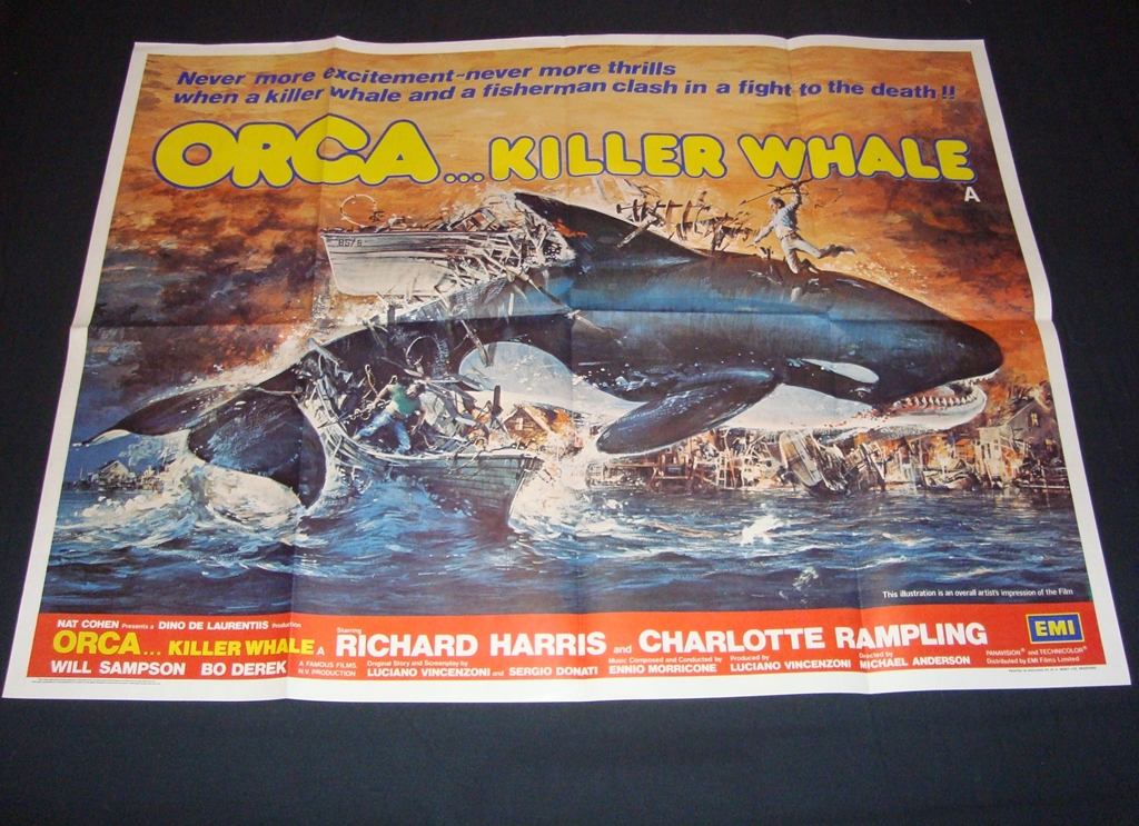 Film Orca 1977 Complet En Français ORCA (1977) - UK Quad Film Poster Folded. Fine