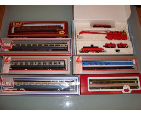 A group of coaches and wagons by Lima, Dapol, Airfix and Hornby - mostly boxed as lotted - Very Good, Good boxes where boxed 