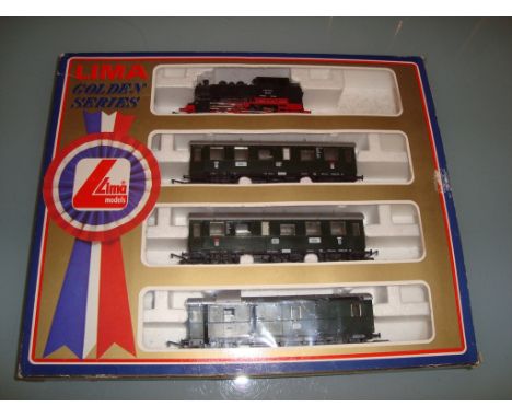 A Lima German Branch Line German passenger train set - steam tank locomotive and three passenger coaches - Very Good, Good bo