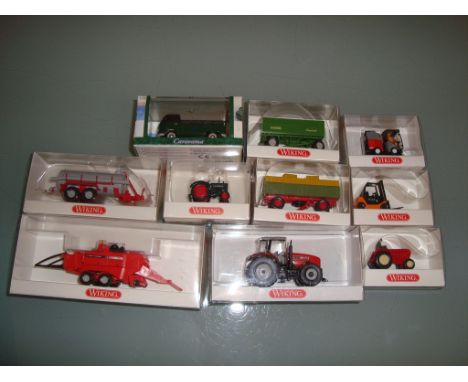 A small group of 1:87 scale vehicles by Wiking together with a 1:72 scale vehicle by Carorama - mostly agricultural as lotted