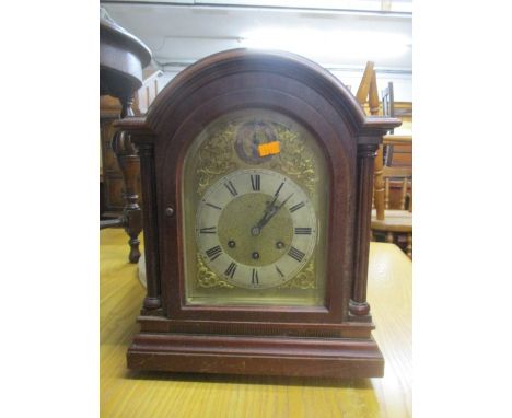 An early 20th century mahogany arched top bracket clock, the movement marked Gustav Becker, 15 1/2h x 12w