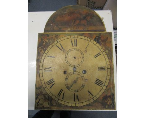 An 18th century longcase clock, painted dial, the indistinct name possibly reading John Clark, 19 7/8 x 13 7/8