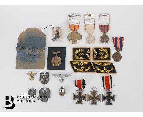 Three German Iron Cross, National Socialist League of the Reich Sports badge, 25 Year-German Veterans Association, Visor Cap 