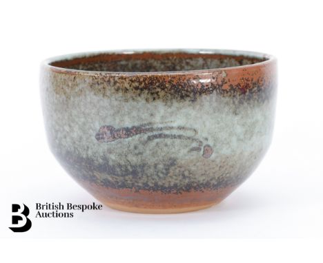 Ray Finch MBE (1914-2012) for Winchcombe Pottery, green glazed pottery bowl, 13 h x 20 cms diameter, impressed mark to base.&