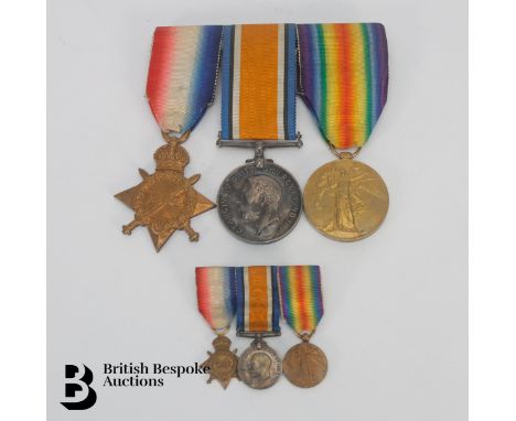 WWI medal group named to 14736 Pte SH Bishop, Essex Regiment including Great War, British War medal, 1914-15 Star together wi