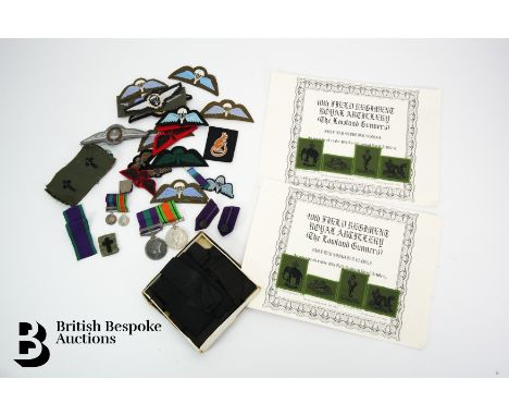 WWII medals including a General Service medal with Palestine bar (1945-48), Defence medal plus miniatures together with a cha
