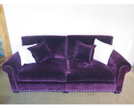 An ex display as new Ralph Lauren - Jamaica sofa in purple velvet - 225cm wide 