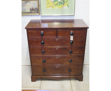 A 19th Century mahogany chest with two short over three long drawers on bracket feet, in good restored condition, 105cm W x 1