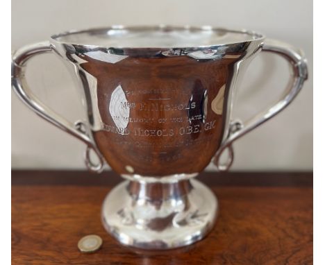 LARGE SILVER CHALLENGE CUP, IN MEMORY OF EDWARD NICHOLS, CHIEF CONSTABLE OF LIVERPOOL, 1911-52, SHEFFIELD, 1922, WEIGHT APPRO