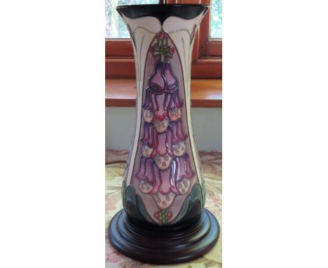 Moorcroft Art Nouveau style glazed ceramic table lamp. Approx. 56cm H

Reasonable used condition, shade deficient, not tested
