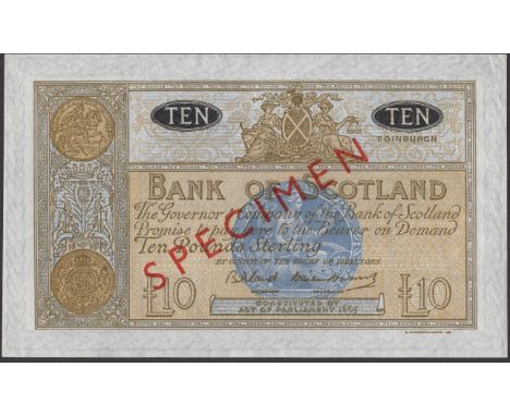 Bank of Scotland, specimen £10, ND (1963), no serial number, Bilsland and Watson signatures, red SPECIMEN overprint, one ligh