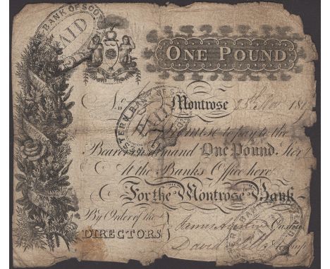 Montrose Banking Co., £1, 25 November 1917, serial number 60/93, two manuscript signatures at low right, three PAID stamps, s